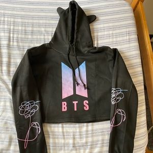 BTS Cropped Hoodie with Ears